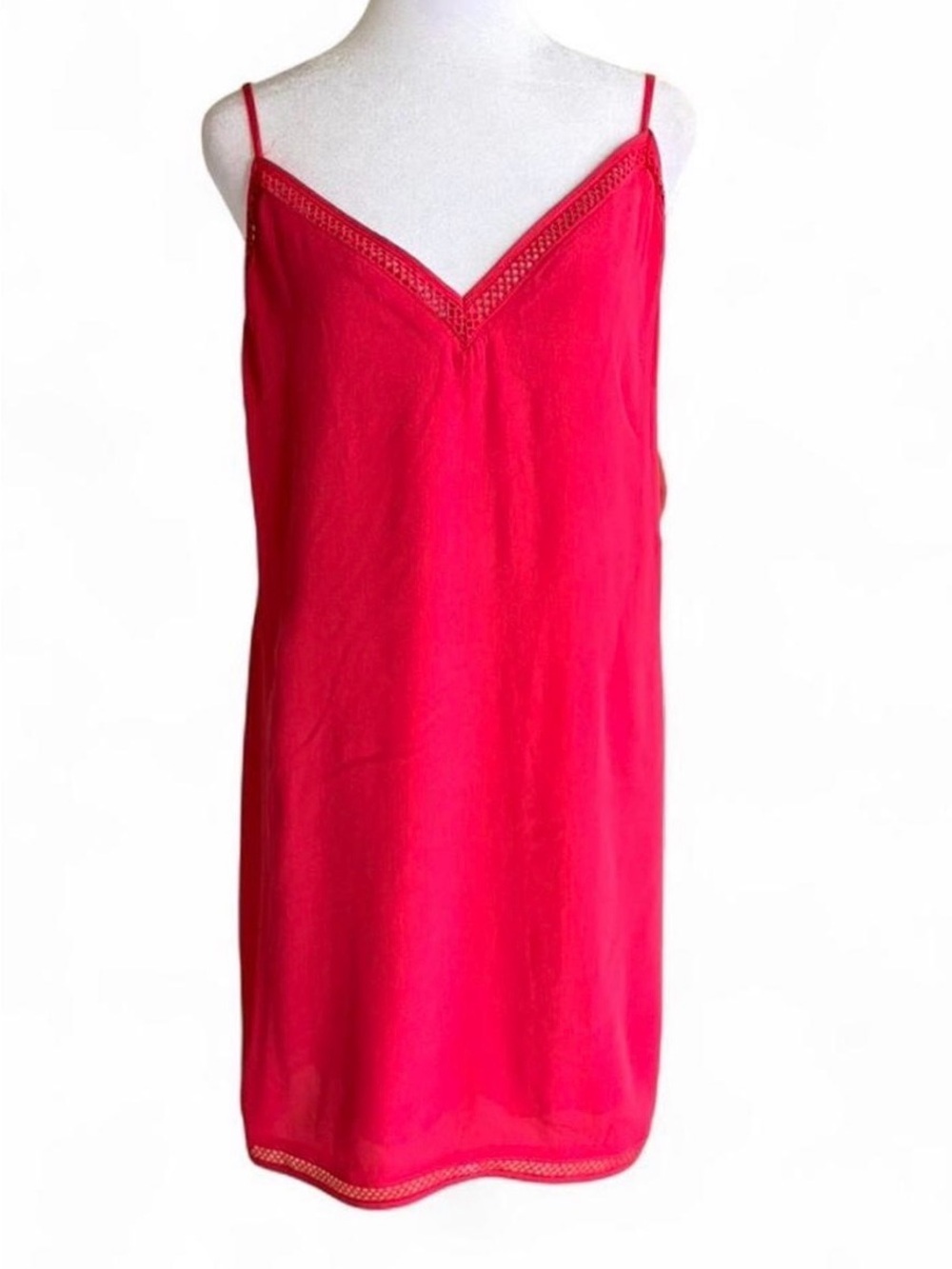 Lovers + Friends Bright Coral Slip Mini Dress with V-Neck - Picture 4 of 8